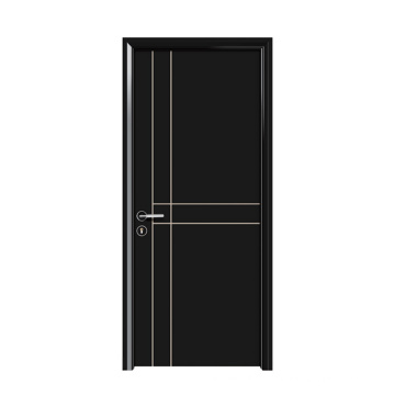 GO-H1026 Modern Black Color door Good Quality 100% Real Wood Door Rubber wood Door